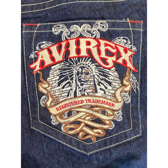 VTG Avirex Jeans Men 40x34 Blue Denim Embroidered Loose Baggy Y2K Hip Hop Skater - Picture 3 of 12